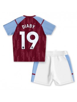 Aston Villa Moussa Diaby #19 Heimtrikotsatz für Kinder 2023-24 Kurzarm (+ Kurze Hosen)